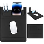 ZOENHWA Tapis de Souris Multifonctionnel, avec Support pour téléphone/Porte-Cartes nominatives et Porte-Stylo, Tapis Souris Bureau Portable Mince, Support de Poignet en Gel Pliable Mouse Pad-Noir