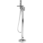 Robinet Mitigeur sur Pied Autoportant en Laiton Argenté et Acier Inox Style Moderne et Design Tendance Idéal comme Colonne de Baignoire Ilot Beliani