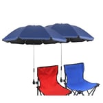 GRANDMEI Lot de 2 parapluies de chaise avec pince universelle, 116,8 cm UPF 50+ pour chaise de terrasse, chaises de plage, fauteuils roulants, chariots de golf (D-bleu)