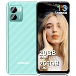 DOOGEE N50 PRO Mobile Phones, 20GB+256GB/1TB, 50MP AI Main Cameras, Android 13 Phone, Octa-core, 6.52" HD+ Waterdrop Screen, 4200mAh 18W Fast Charge, 4G Dual SIM Unlocked/ 90dB/ Face ID/OTG -Green