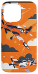 Coque pour iPhone 14 Pro Max Drapeau américain minimaliste orange tropical P-51 Mustang de la Seconde Guerre mondiale