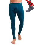 Merino.tech sous Vetement Merinos Homme - 100% Mérinos Respirante sous Vetement Thermique Homme en Laine Mérinos, Ensemble Chemise et Pantalon Homme Merino Wool (Small, 250 Deep Teal)