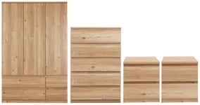 Habitat Jenson 4 Piece 3 Door Wardrobe Set - Oak Effect