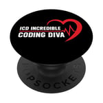 Coding Diva ICD Medical Coder Worker Healthcare Humour PopSockets PopGrip Adhésif