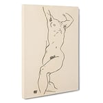 Study Of A Naked Woman Vol.2 By Egon Schiele Canvas Print for Living Room Bedroom Home Office Décor, Wall Art Picture Ready to Hang, 30 x 20 Inch (76 x 50 cm)