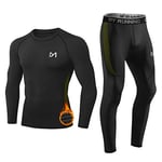 MEETYOO Ensemble de sous-Vêtements Thermiques Homme, Sport Base Layer Maillot Manches Longues + Pantalon Quick Dry Sou Vetement pour L'entraînement Ski Running Randonnée