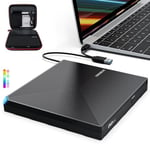 ORIGBELIE Graveur DVD Externe USB 3.0 Type-C, Plug & Play CD/DVD +/-RW Drive, Mince Lecteur CD DVD Externe pour PC Portable de Bureau iMac MacBook Pro/Air Windows 11/10/8/7/XP Linux Mac OS avec Boîte