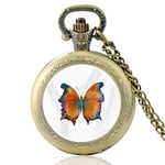 Pocket Watch, Pretty Butterfly Design Vintage Charm Quartz Pocket Watch Men Women Glass Dome Unique Pendant Necklace Hours Clock Gifts