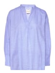 Light Shirt Chambray Tops Blouses Long-sleeved Blue Moshi Moshi Mind