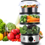 SUPERLEX 7.5L Food Vegetable Meat Steamer 3-Tier Electric Cooker With Rice Bowl