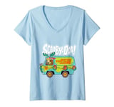 Womens Christmas Scooby Doo The Mystery Machine Decorated V-Neck T-Shirt