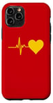 Coque pour iPhone 11 Pro Motif avec Électrocardiogramme Cœur de Couleur Jaune