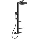 Ideal Standard ALU + Colonne de Douche Thermostatique, Aluminium recyclé, Eco-responsable, Pomme de Douche Orientable 26 cm, Douchette 2 Jets 10 cm, Noir Mat, BD583XG