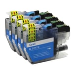 4 Cyan Printer Ink Cartridges for use with Brother MFC-J5335DW & MFC-J6530DW