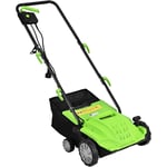 COSTWAY Scarificateur de Pelouse Électrique 2 en 1 de 12A, avec Verrouillage de Sécurité Profondeur à 3 Niveaux Sac de Ramassage de 30 L, Casseurs et