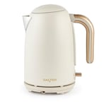 Salter Pebble Kettle – 1.7 L Fast Boil Electric Tea Kettle, Removable Limescale Filter, Water Level Indicator, 360° Swivel Base, Viewing Window, Boil Dry Protection, Flip Lid, Stone/Brass EK6085OB