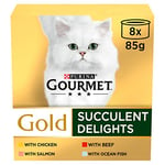 Gourmet Gold Succulent Delights Adult Wet Cat Food Chicken 8x85g, Pack of 6