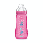 MAM - Biberon Easy Active 6+ mois (330 ml) Rose – Biberon avec tétine en silicone débit X vitesse ultra-rapide – Biberon pour bébé avec fermeture hermétique