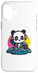 Coque pour iPhone 16 Plus Panda DJ mixant des mélodies colorées