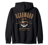 Deadwood South Dakota USA Skull Distressed Style Design Zip Hoodie