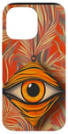 Coque pour iPhone 14 Pro Max Amulette orange contre le mauvais œil avec ornement moderne imprimé animal