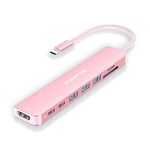 LENTION 8 in 1 USB C Hub, Adaptor with 4K 60Hz HDMI, Type C Data Port, 100W PD Charging, SD/Micro SD Card Reader, 3 USB 3.0, for 2023-2016 MacBook Pro, New Mac Air/Surface, More, (CE18s, Rose Gold)