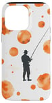 Coque pour iPhone 14 Pro Max Orange Aquarelle Polka Dots Fishing Pattern Art Print