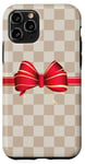 Coque pour iPhone 11 Pro Vanilla White Coffee Red Bow Checkered classic pattern