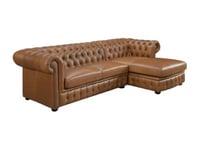 Canapé d'angle droit chesterfield BRENTON 100% cuir de buffle premium - Caramel vintage