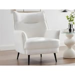 Vente-unique Fauteuil en tissu bouclette blanc MELFI