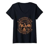 Womens E-Scooter Life Camping Style V-Neck T-Shirt