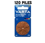 120 Batterie PILE VARTA 312 pour Appareil Prothèse Auditif PR41 p312 Marron