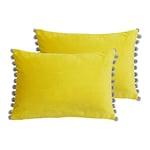 Paoletti Coussins remplis Fiesta Twin Pack Polyester, Velours, Jaune/Argent, 35 x 50cm