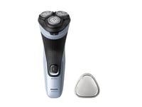 Philips Shaver 3000X Series X3003/00 Elektrisk rakapparat för våt- och torrakning, Roterande rakhuvud, Svart, Blå, PowerCut blade system, SH30, 2 År,