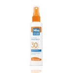 Mixa Solaire Peaux Sensibles - Spray Soin Solaire Haute Protection SPF 30+ UVA, UVA longs, UVB - Visage et Corps - Adultes et Enfants - Résistant à l'Eau et au Sable - Hypoallergénique - 150 ml