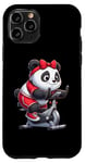 Coque pour iPhone 11 Pro Panda sur vélo d'appartement Gym Fitness Entraînement Sport