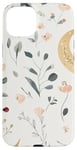 iPhone 15 Plus Whimsical Boho Watercolor Wildflowers Moon Insects Design Case