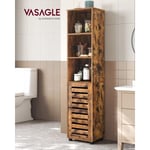 Songmics - vasagle Meuble de salle bain, Étagère de rangement, 40 x 30 x 167 cm, Placard haut, 3 cases ouverts, 2 étagères intérieures réglables en