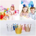 Happium - Birthday Crown Paper Glitter Hat Prince Princess Party Favors for Kids, 10pcs