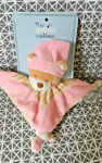 Doudou plat ours rose beige rayé Mes Petits Cailloux neuf