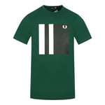 Fred Perry Mens M8536 426 Tipped Graphic Green T-Shirt Cotton - Size X-Small