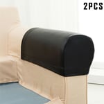 2 st PU Läder Soffa Armstödsskydd Skydd Stretch Vattentät För Soffa Stol Arm Black