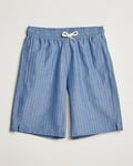 A.P.C. Paul Cotton/Linen Striped Drawstring Shorts Blue