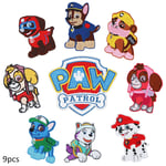 9 st PAW Patrol broderade lappar tecknad film sy på/stryk på applikation lagningslapp 9PCS