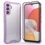 binandteam Transparent Coque pour Samsung Galaxy A14 4G avec Verre Trempé Protection écran,Housse Silicone TPU Antichoc + Rigide en PC Étui pour Samsung Galaxy A14 4G / 5G - Violet