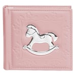 Memory Book Photo Album With Silver Rocking Horse Pink Baby Girl  80 Photos  6x4