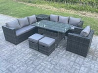 9 Seater Outdoor Lounge Sofa Garden Furniture Set Patio Chair Rattan Rectangular Dining Table 2 Stool