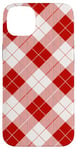 Coque pour iPhone 14 Plus Plaid rouge, carreaux de Noël, rouge et blanc, hygge nordique