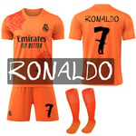 2024 Real Madrid Y3 Co-Branded Special Edition Rose Pattern Fotbollströja Orange Barnfotbollsutrustning No.7 Ronaldo 28