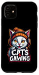 iPhone 11 White Cat with Headset Design Case